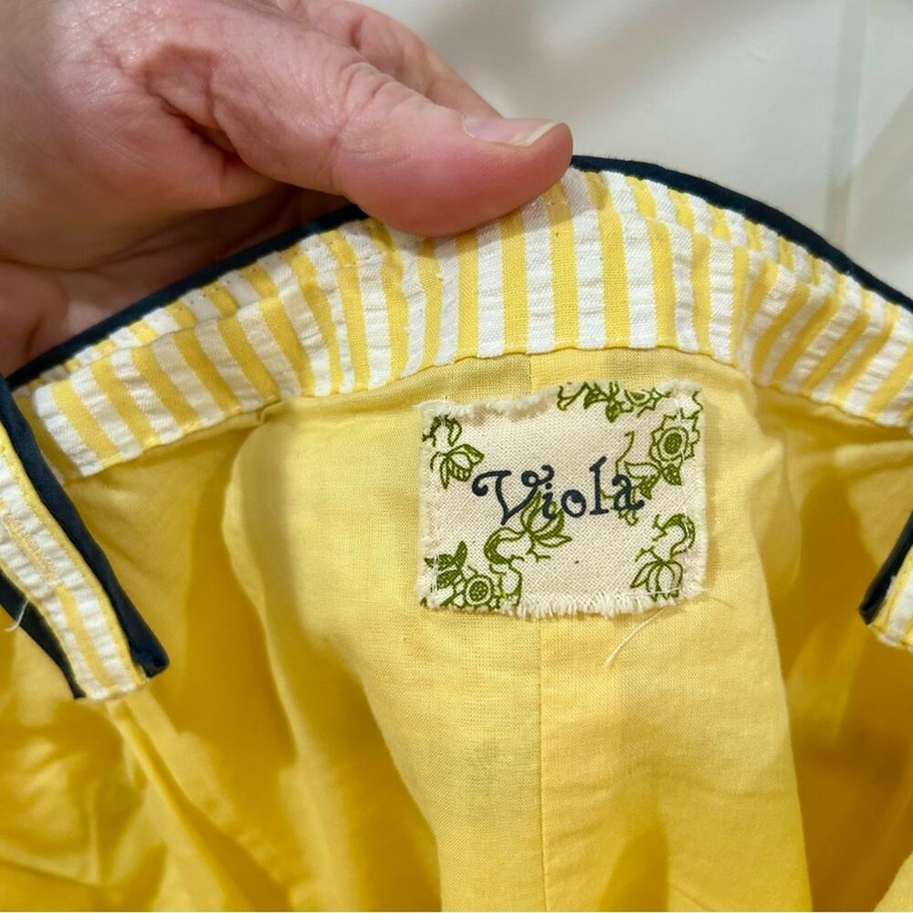 Anthropologie Lemon Parfait Bow Yellow Striped Summer Dress Cotton Viola Sz 8 - Picture 5 of 10